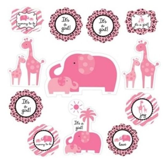 Sweet Safari Girl Baby Shower Cutouts