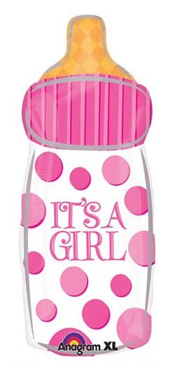 It's A Girl Baby Bottle Foil Balloon