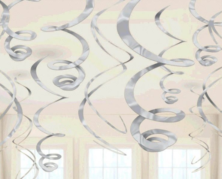 Silver Multi Plastic Swirl Hanging Decoration