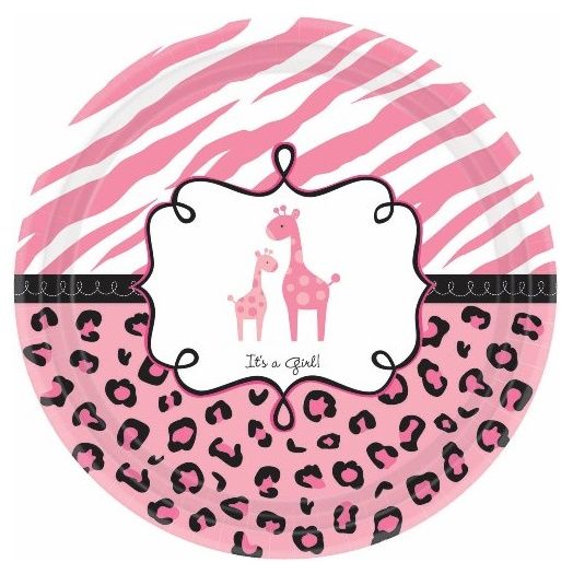 Sweet Safari Girl Baby Shower Plates