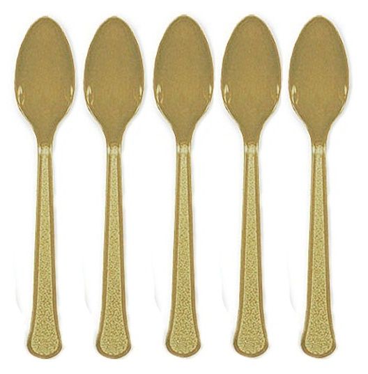 Party Centre - Gold Heavy Weight Plastic Spoons