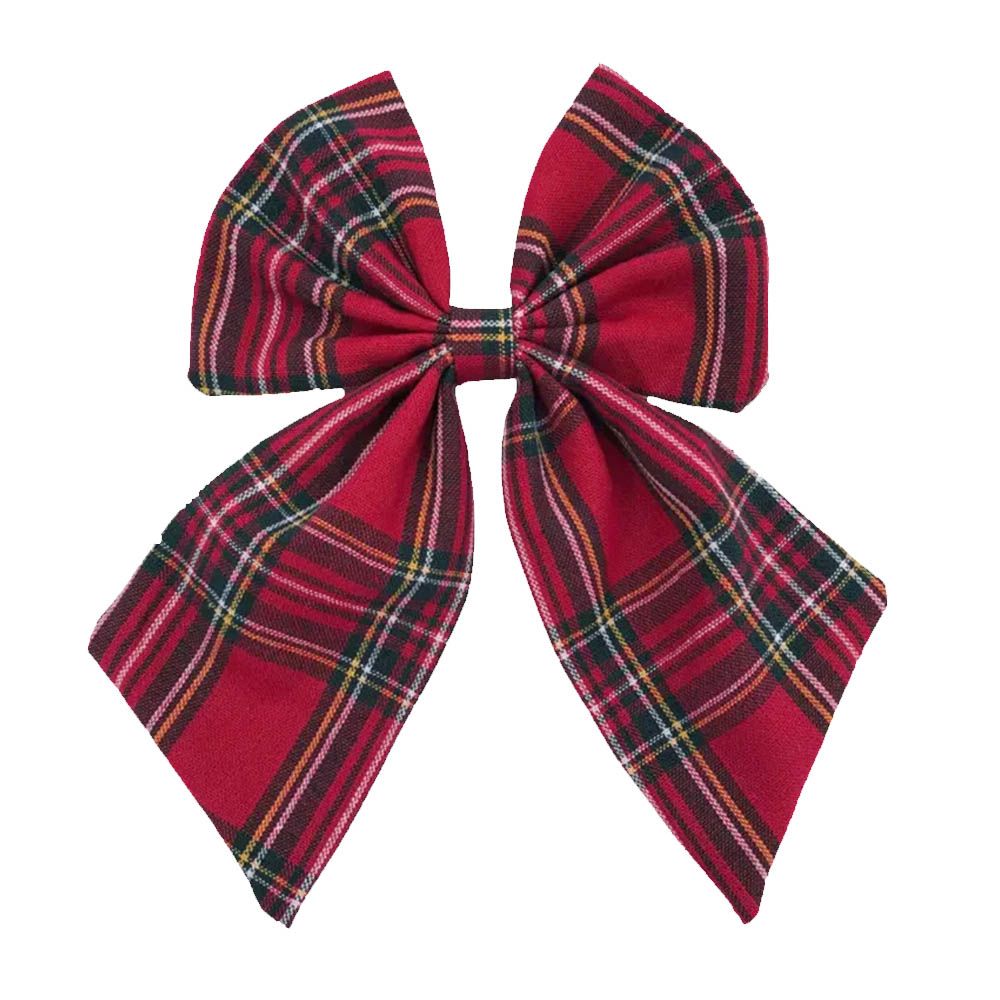 Maxims - Tartan Plaid Cotton Hair Clip - Red