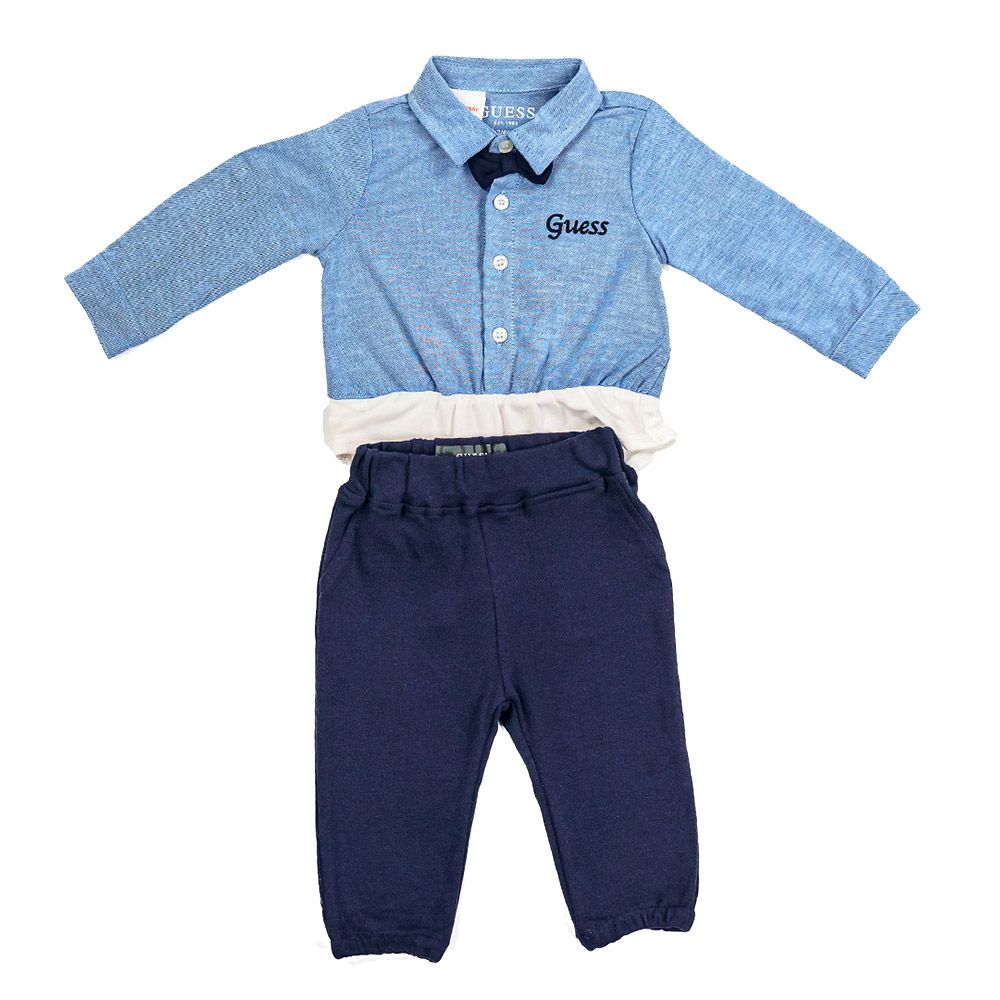 Guess - 2pc-Set - Boy's Shirt Bodysuit & Pants - Blue