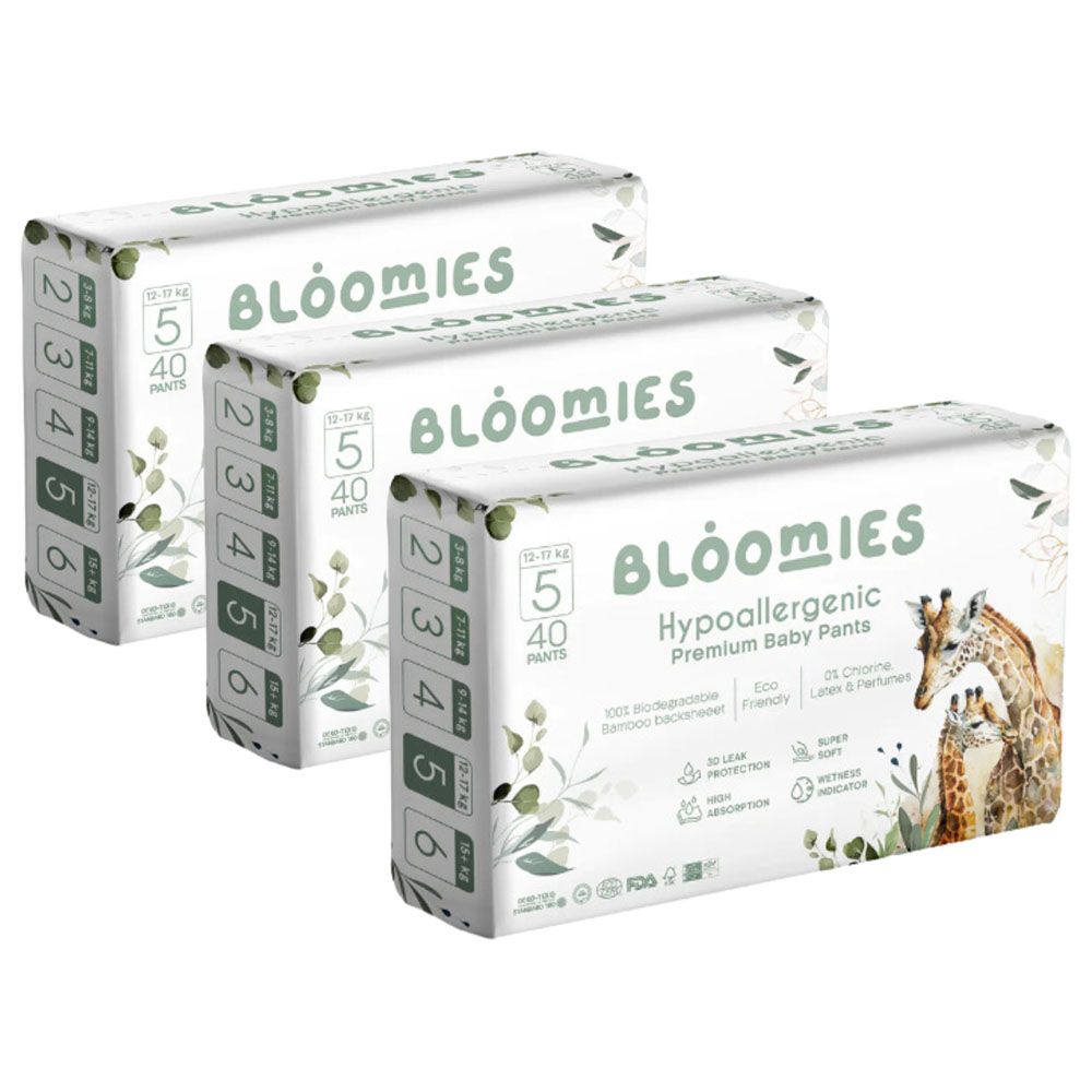 Bloomies - Bamboo Baby Pullup Pants - 12-17 kg - Size 5 - Pack of 3 - 120pcs