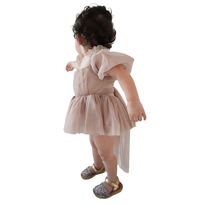 Maxims - Christmas Princess Tuelle Dress/Onesie - Gold Beige