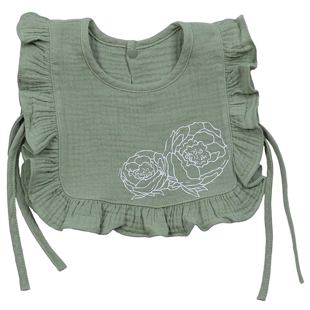 Pioen Baby - Bloom Ruffle Baby Bib - Green