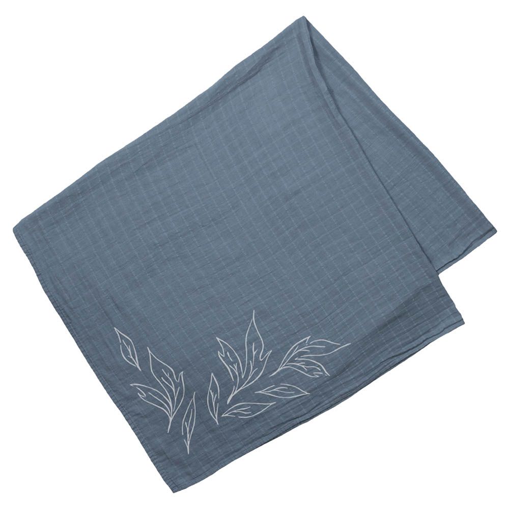 Pioen Baby - 100% Organic Cotton Muslin Swaddle Wrap - Blue