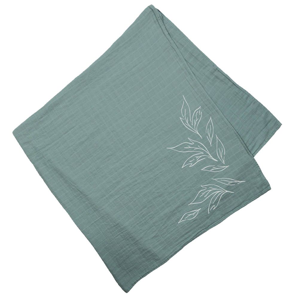 Pioen Baby - 100% Organic Cotton Muslin Swaddle Wrap - Sage Green