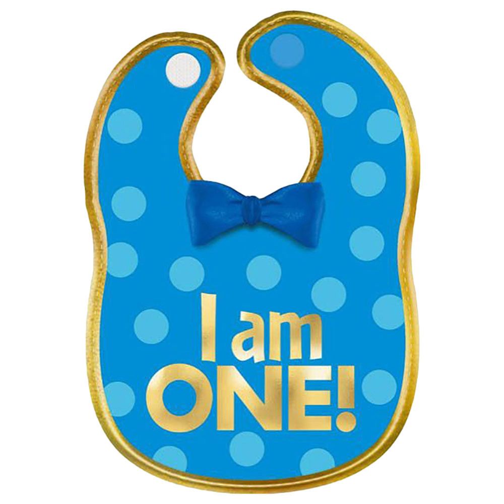 Party Centre - 1st Birthday Boys Fabric Bib - Blue