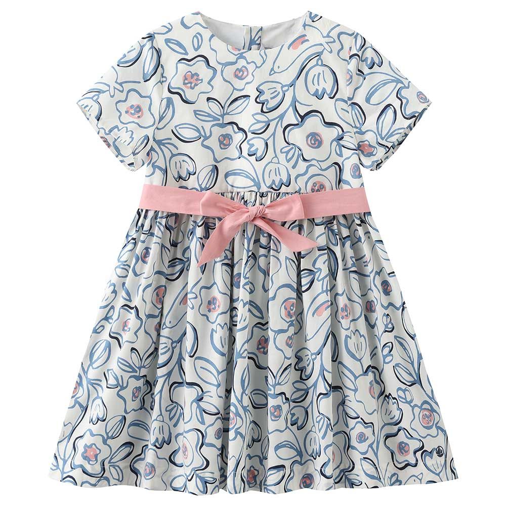 Petit Bateau - Girl's Floral-Print Sweet Cotton Dress - Charme