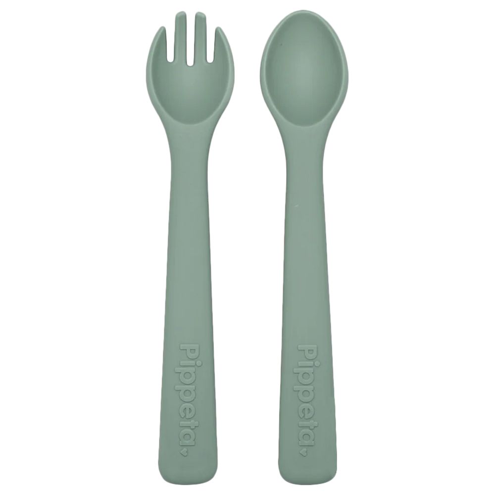 Pippeta - Silicone Spoon & Fork - Meadow Green