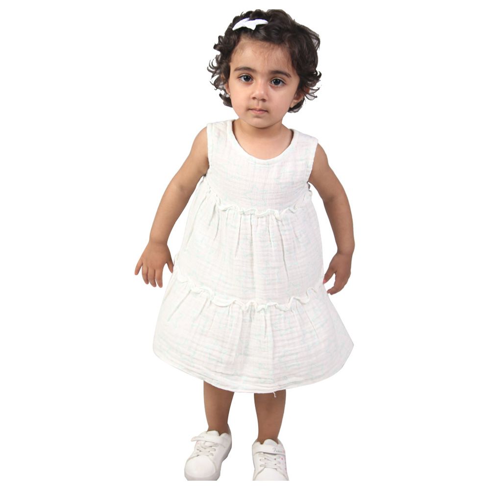 Prokids - Baby Girl's Solid Muslin Frock - White