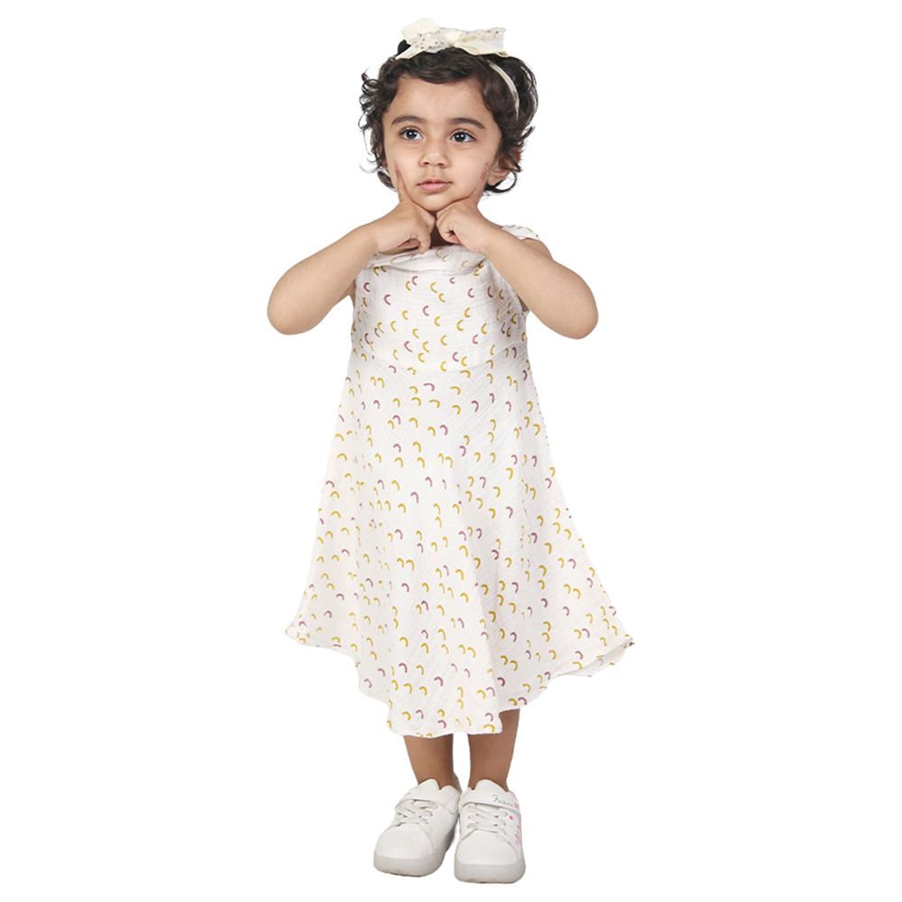 Prokids - Baby Girl's Sleeveless Muslin Frock - White