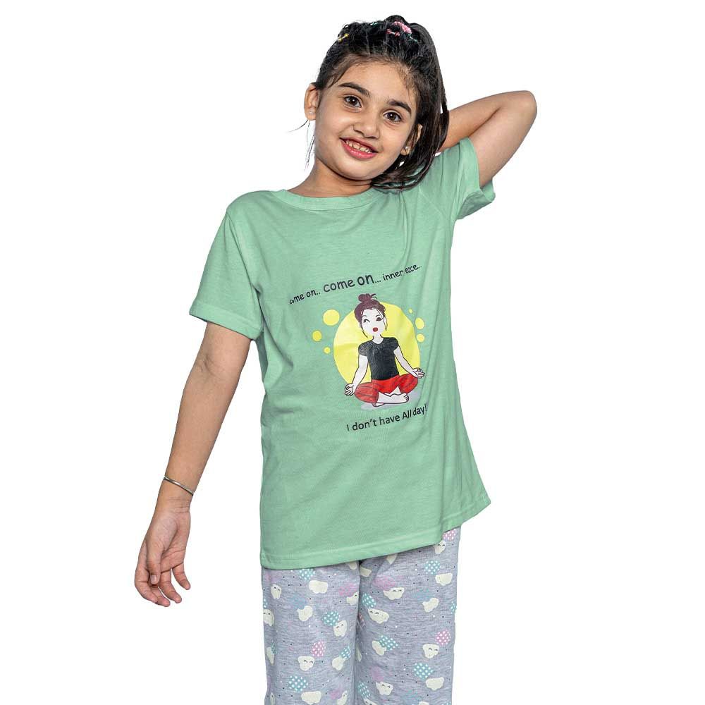 Prokids - 2pc-Set - T-Shirt And Pyjama Night Suit - Green