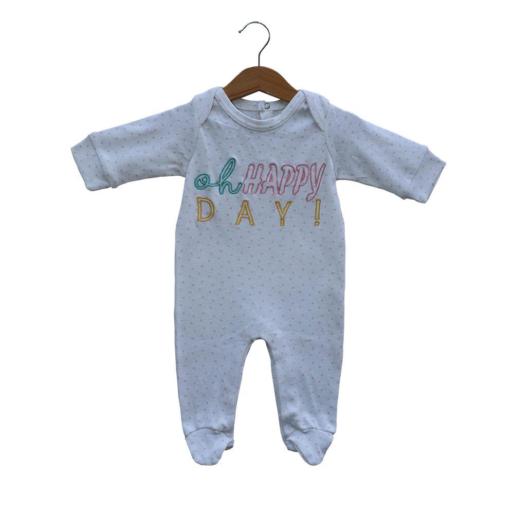 Prokids - Newborn Coverall Embroidered Romper - White