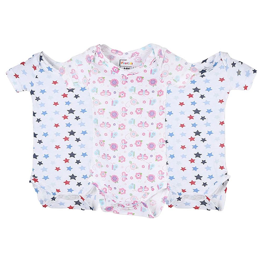 Prokids - 3pc-Set - Short Sleeves Floral Baby Bodysuits