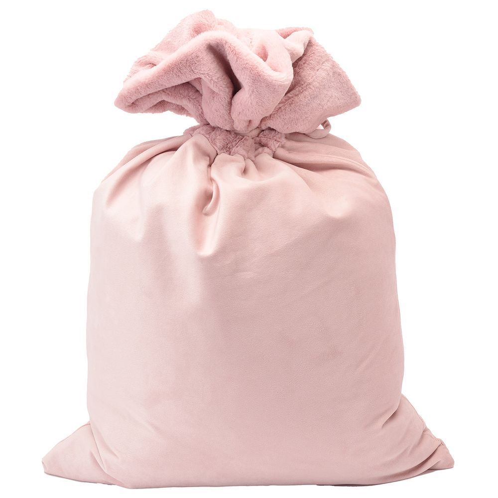 The Happy Tribe - Velvet Christmas Pom Pom Sack - Baby Pink