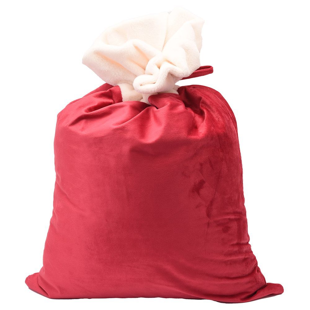 The Happy Tribe - Velvet Christmas Pom Pom Sack - Red