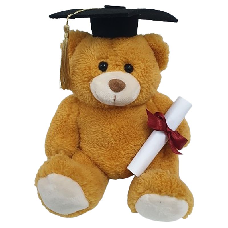 Fay Lawson - Teddy Bear With Hat And Diploma - Golden Brown - 15 cm