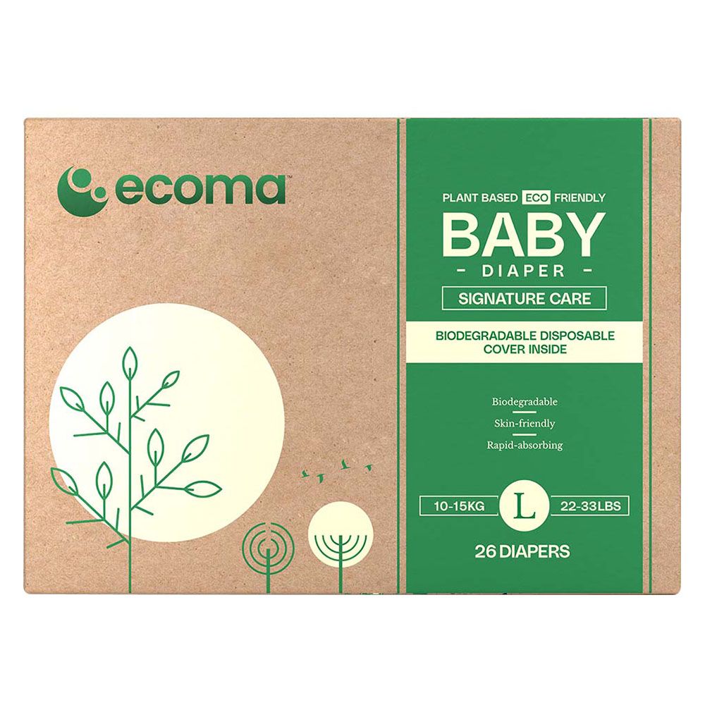 Ecoma - Signature Care Baby Diaper - Size L - 10-15 Kg - 26 Count