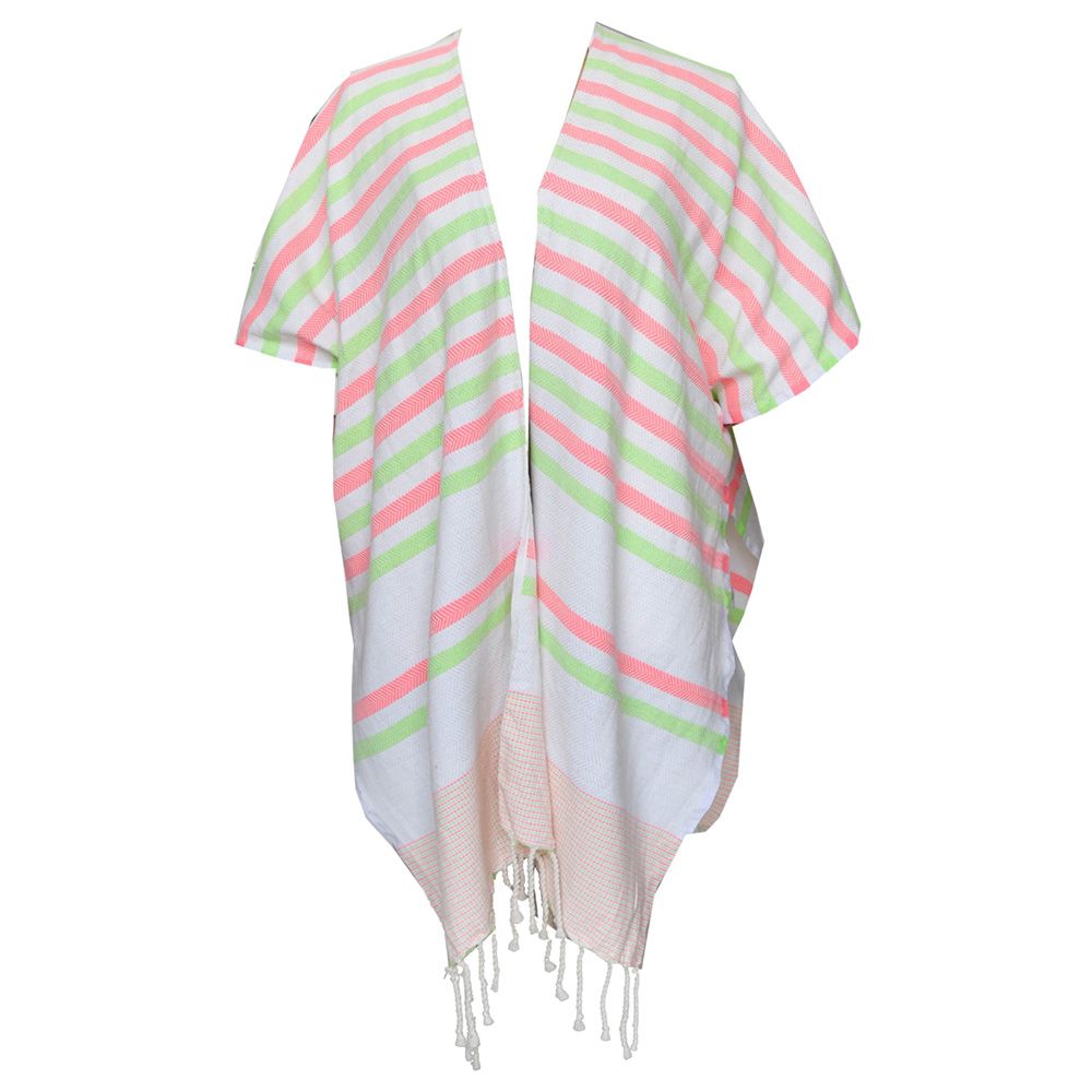 Hammam Corner - 100% Recycled Cotton Wave lux Beach Poncho - Granny Pink