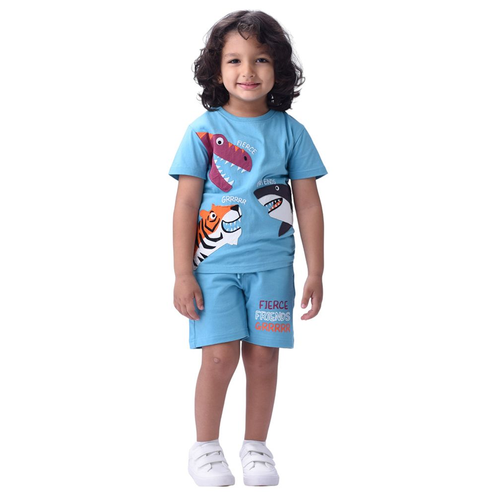 Victor and Jane - 2pc-Set - Boy's Cotton T-Shirt and Shorts - Light Blue