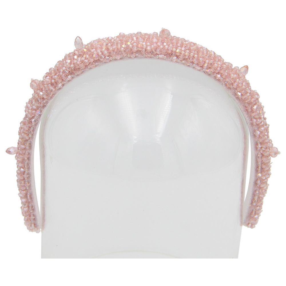 D' Daniela - Girls Monalisa Headband - Baby Pink Stones