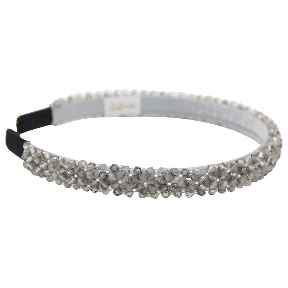 D' Daniela - Girls Erica Headband - Grey Embroidery