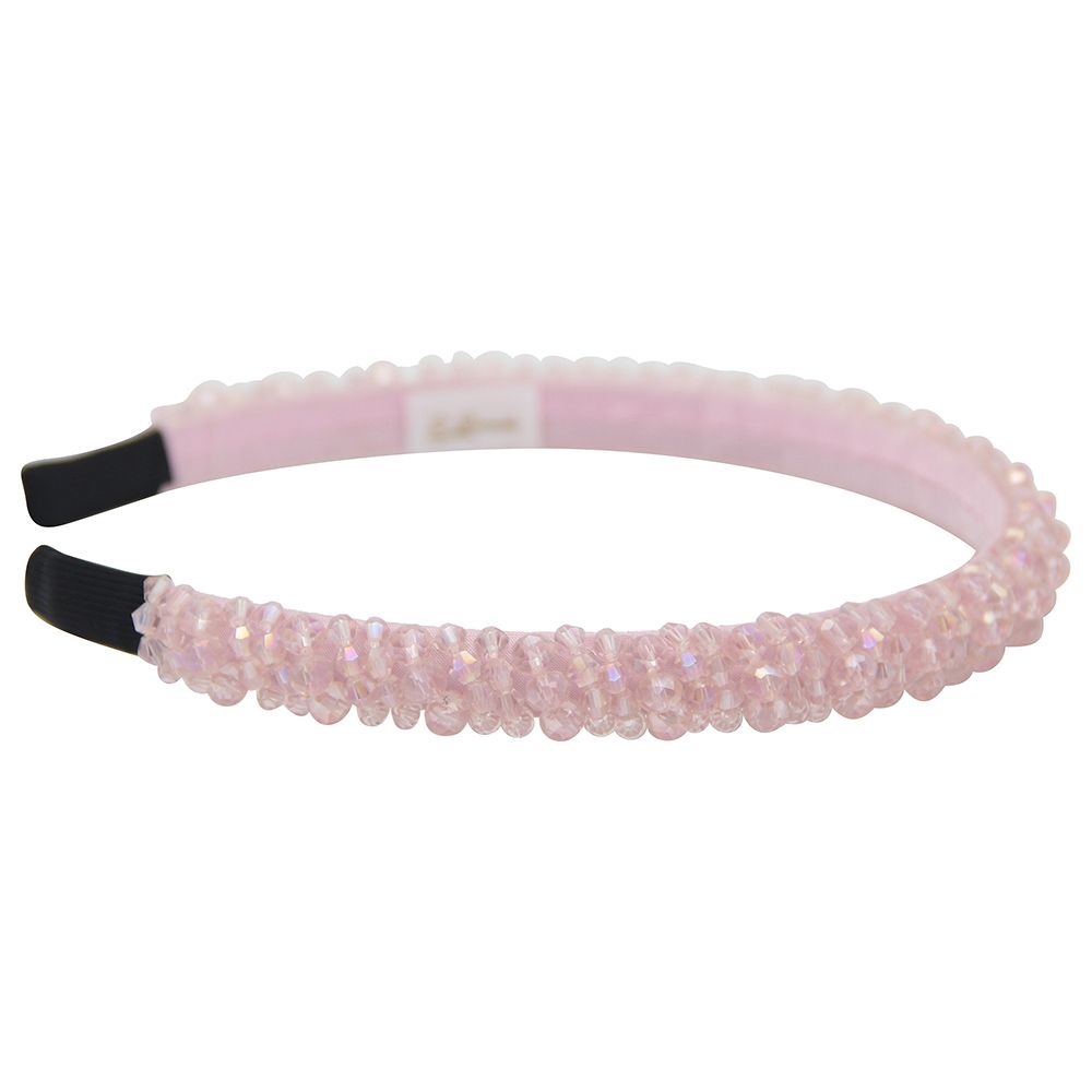 D' Daniela - Girls Erica Headband - Pink Embroidery