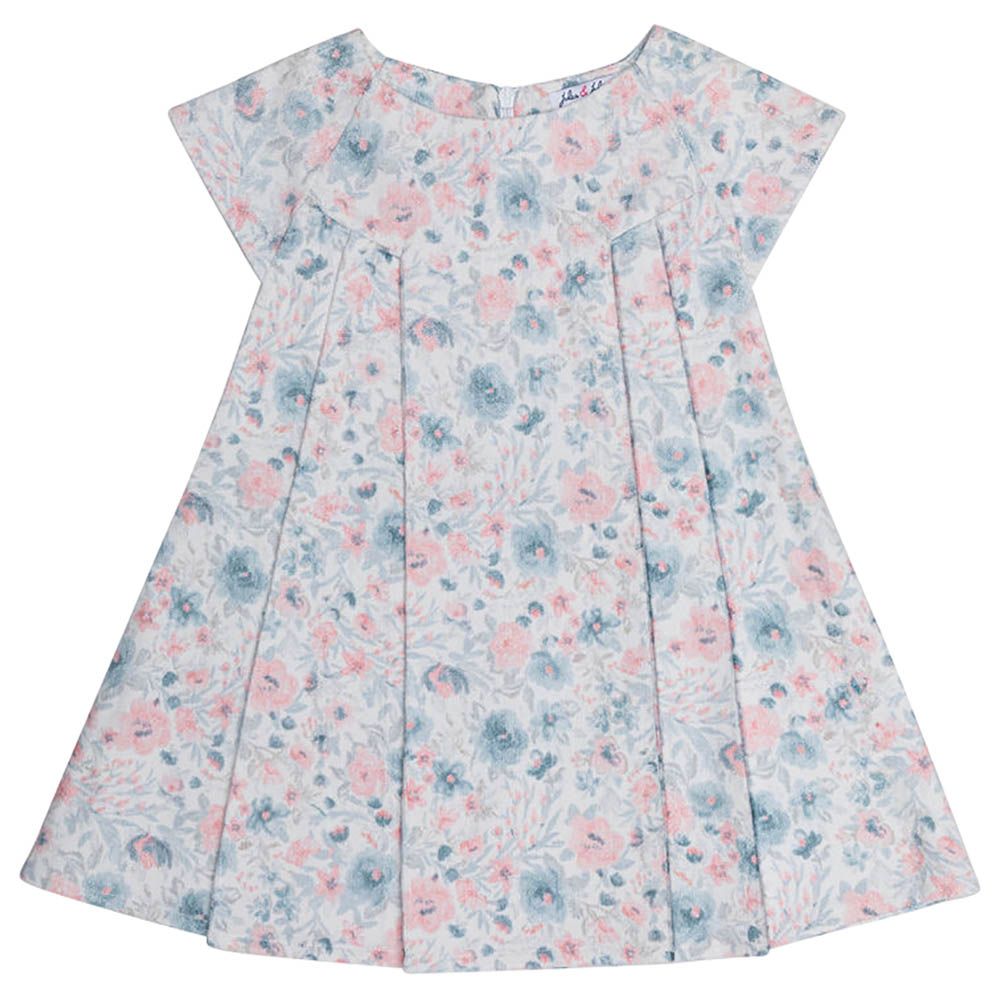 Jules & Juliette - Rose Baby Short Sleeves Dress - Flowery Buds Pink