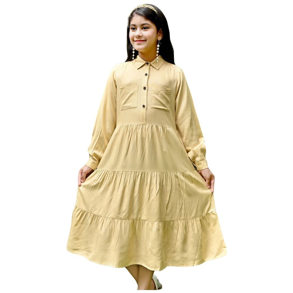 Flower Girl - Girl Plain Dress - Gold