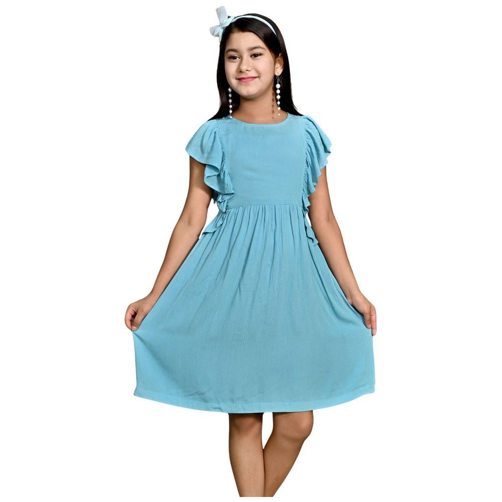 Flower Girl - Girl Plain Dress - Sky Blue