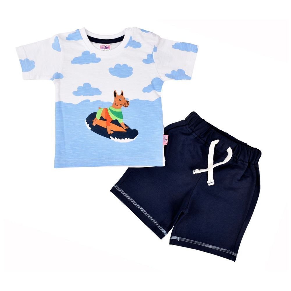 Smart Baby - 2pc-Set - Cotton T-Shirt & Bermuda - Blue