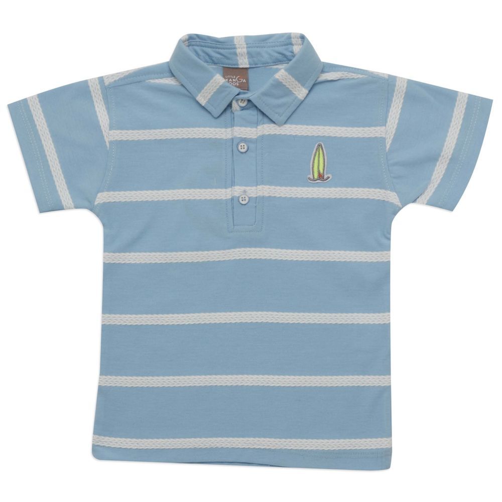 Little Kangaroos - Boy Collar Neck T-Shirt - Sky Blue