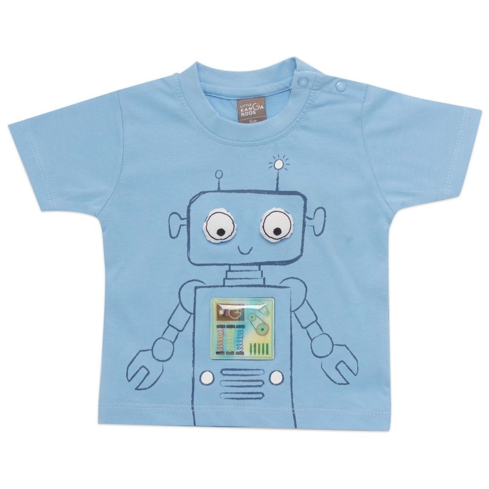 Little Kangaroos - Baby Boy Half Sleeves Round Neck T-Shirt - Blue