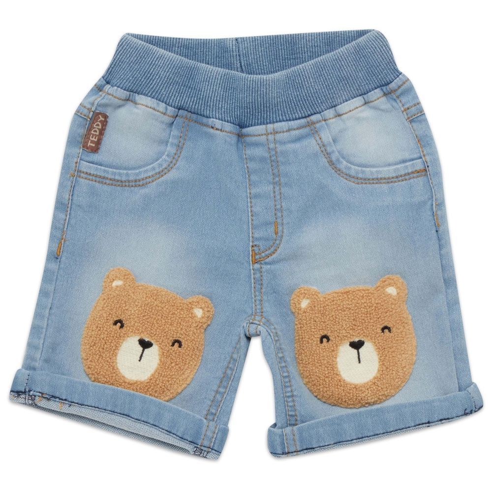 Little Kangaroos - Baby Boy Faded Denim Shorts - Light Blue