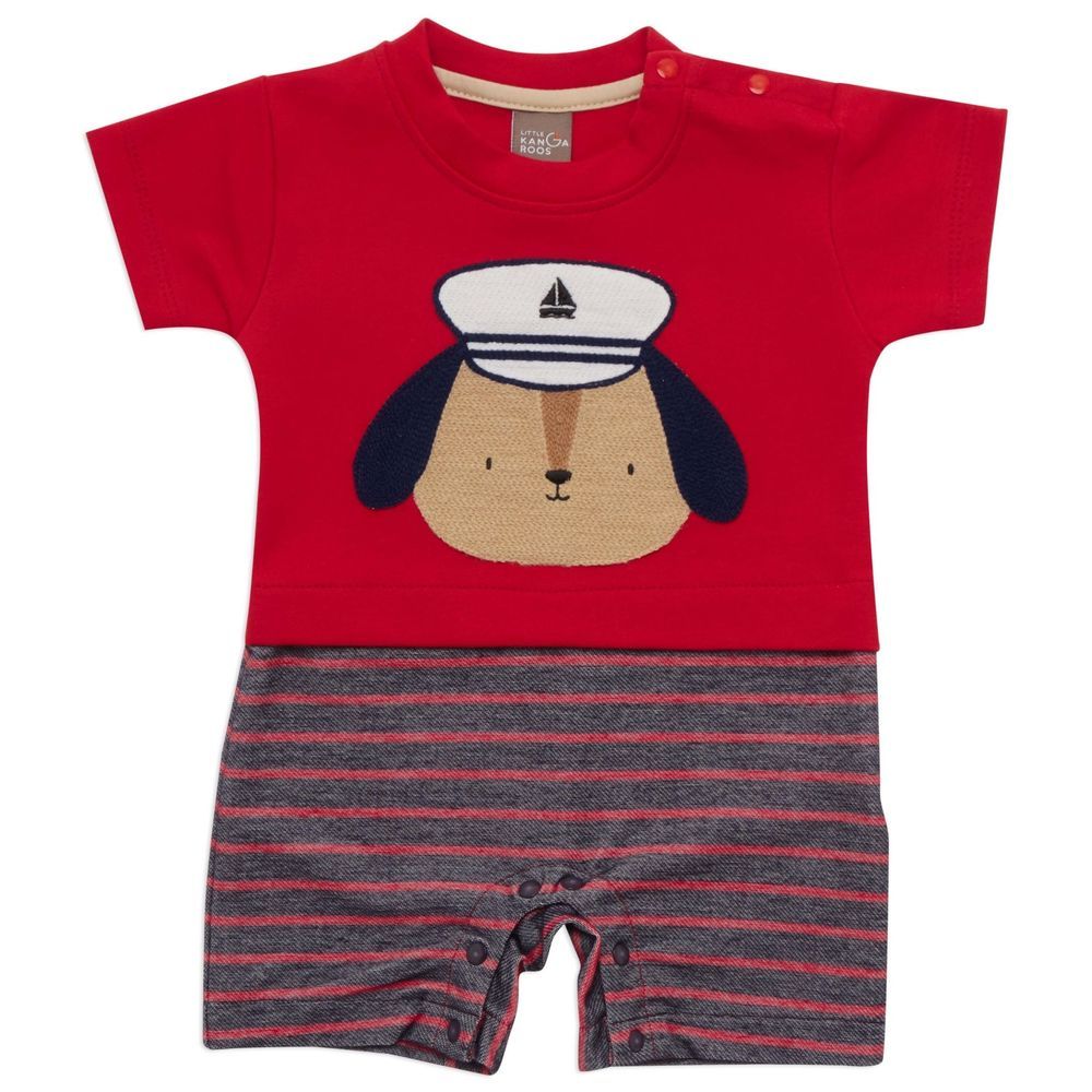 Little Kangaroos - Baby Boy Romper - Red