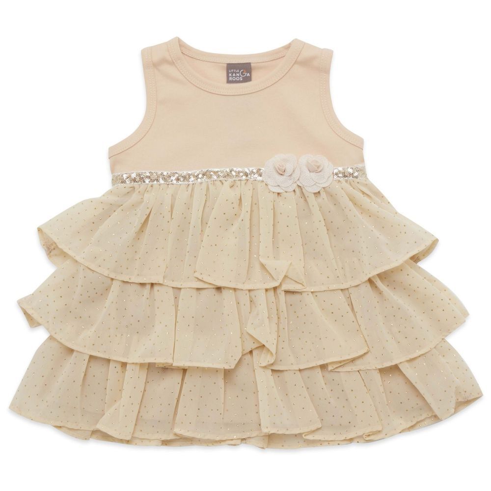 Little Kangaroos - Baby Girl Knitted Dress - Beige