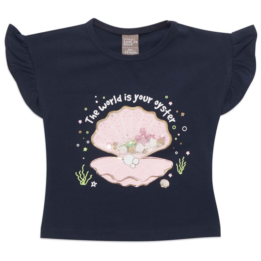 Little Kangaroos - Baby Girl Mega Sleeves T-Shirt - Navy