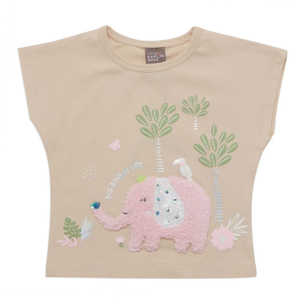 Little Kangaroos - Baby Girl Mega Sleeves T-Shirt - Beige