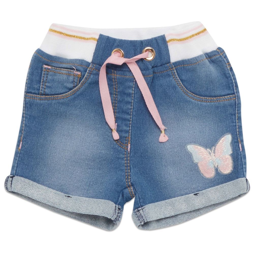 Little Kangaroos - Baby Girl Denim Shorts - Sky Blue