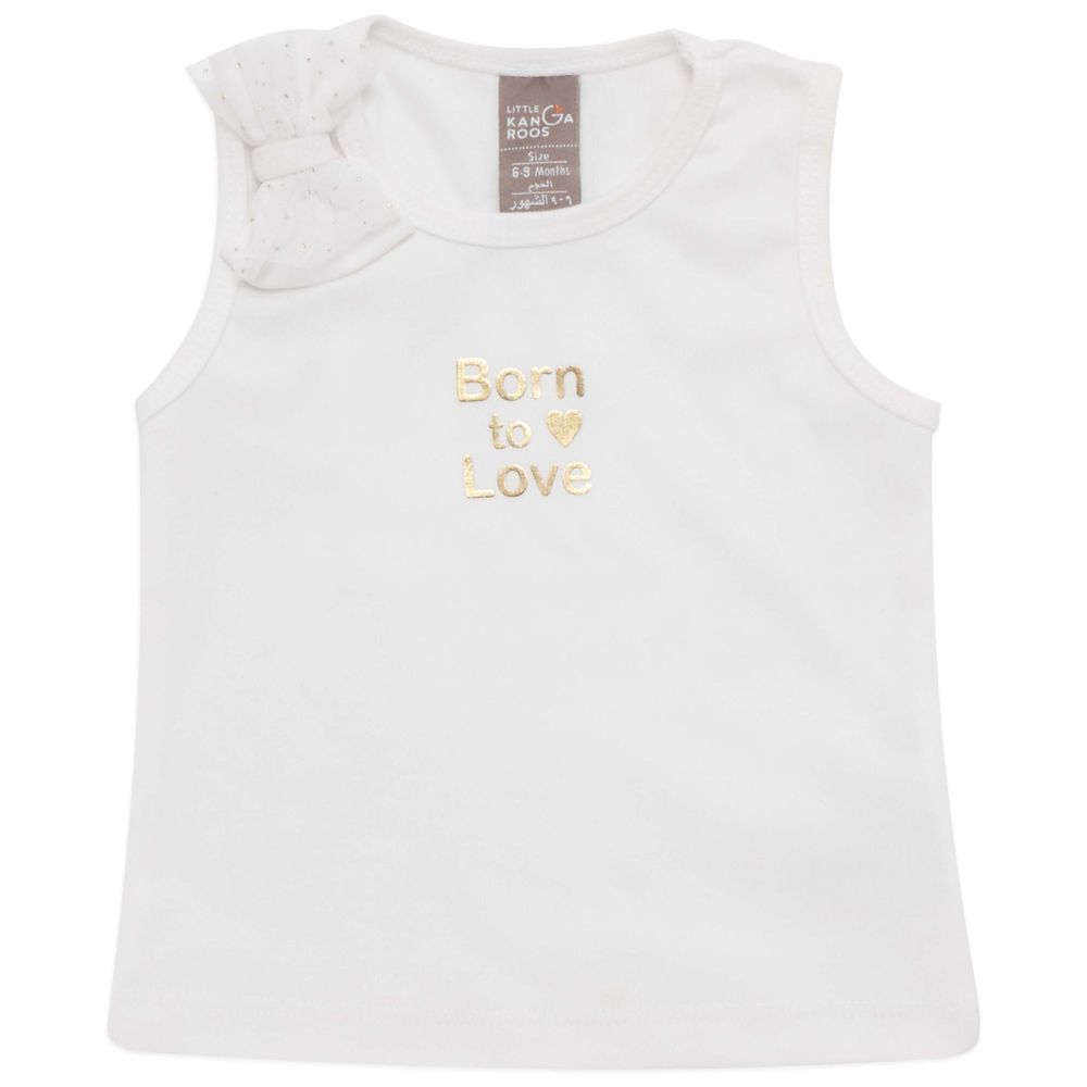 Little Kangaroos - Baby Girl Sleeveless T-Shirt - White