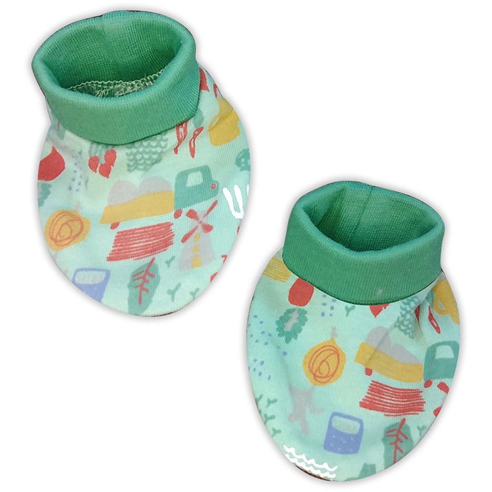 Smart Baby - Baby Boy Printed Booties - Green