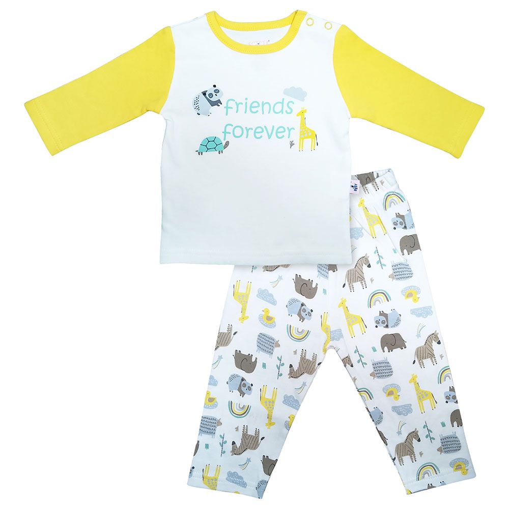 Smart Baby - 2pc-Set - Baby Boy T-Shirt And Pajama Suit - Mustard