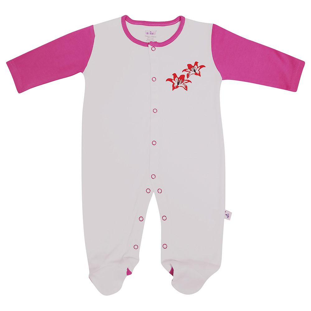 Smart Baby - Baby Girl Footed Sleepsuit - White