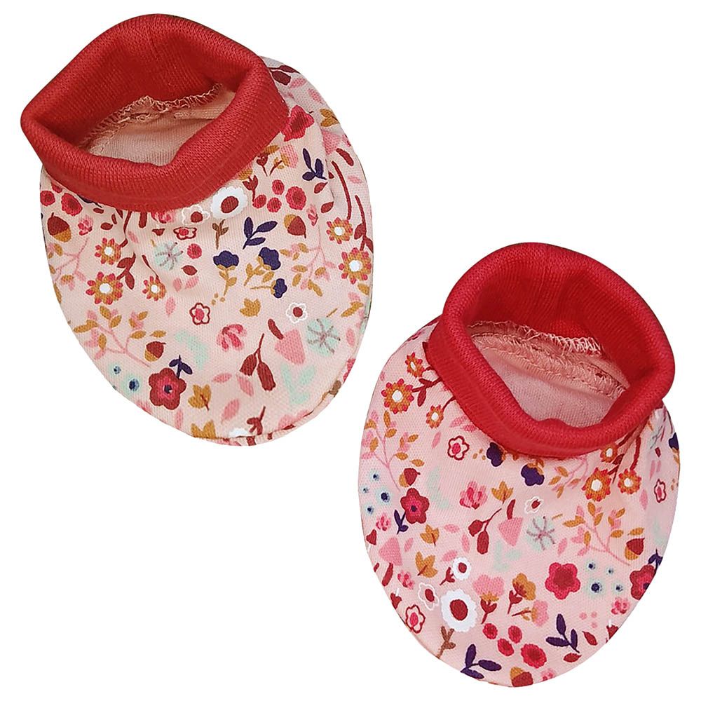 Smart Baby - Baby Girl Printed Booties - Red