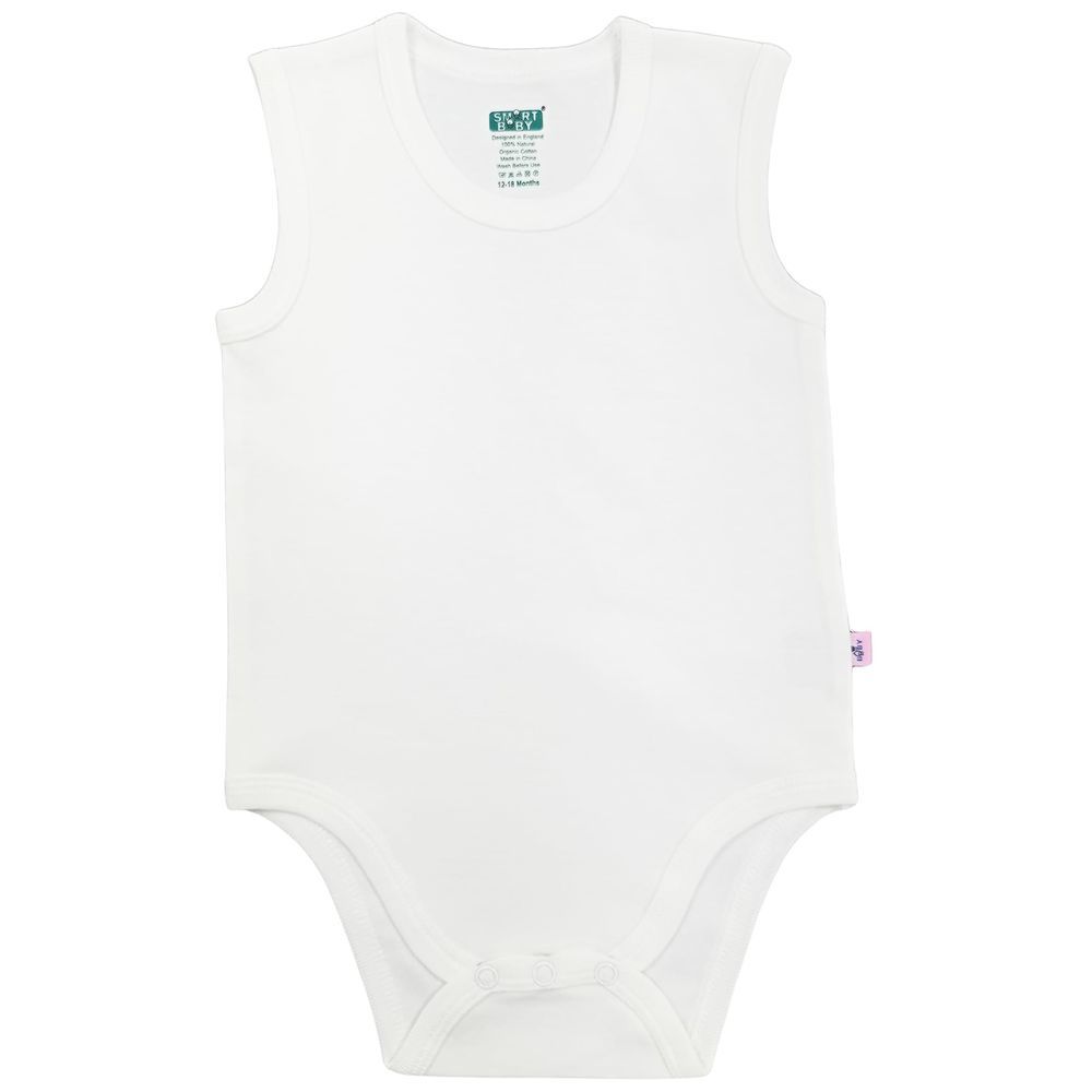 Smart Baby - Sleeveless Organic Bodysuit - White