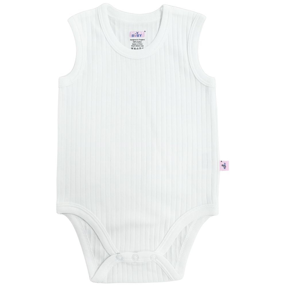 Smart Baby - Boy Sleeveless Organic Bodysuit - White