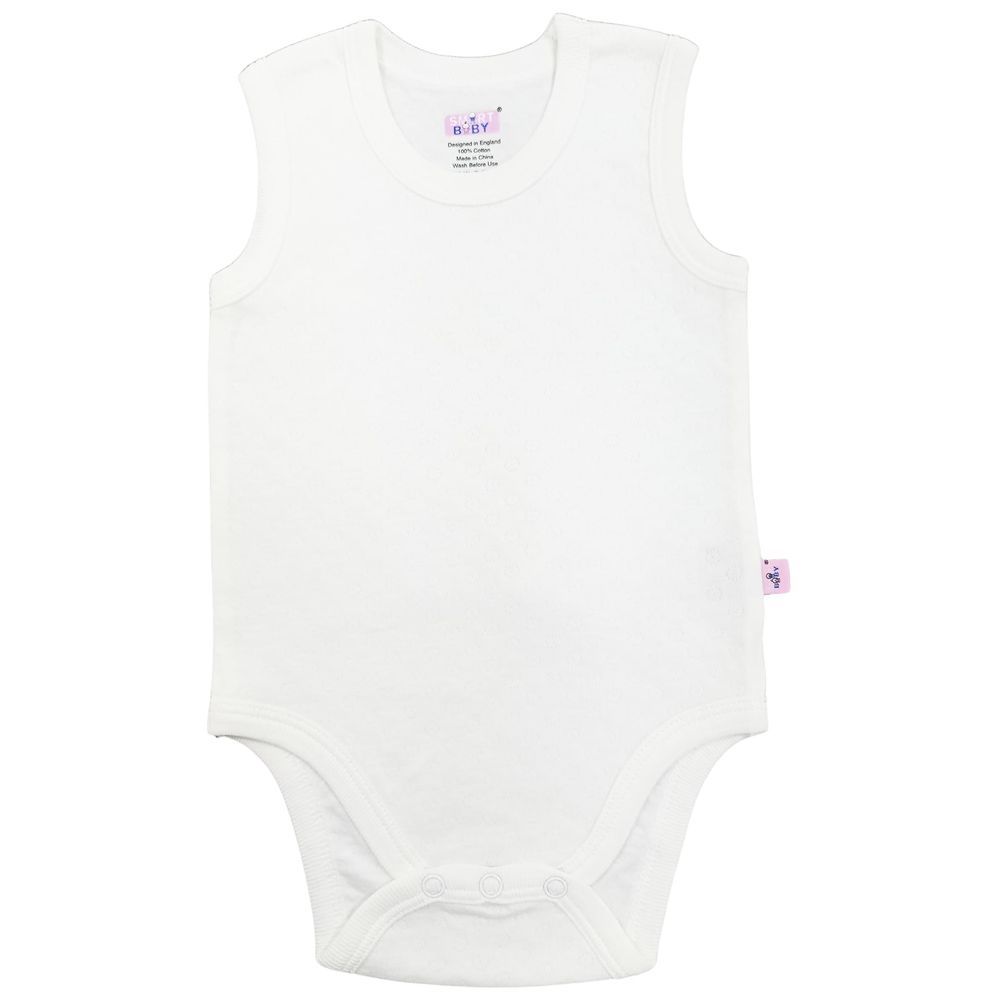 Smart Baby - Boy Sleeveless Bodysuit - White