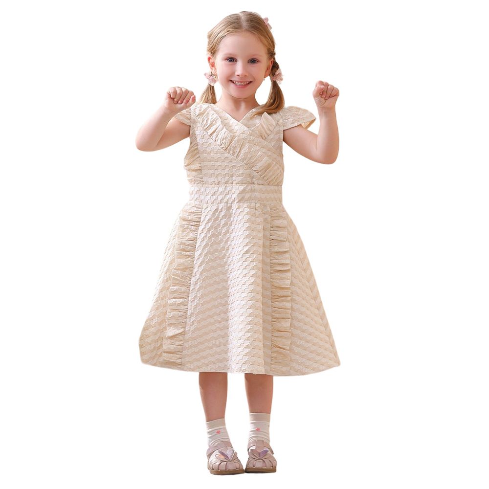 Le Crystal - Girl's V Shape Neck Sleeveless Party Dress